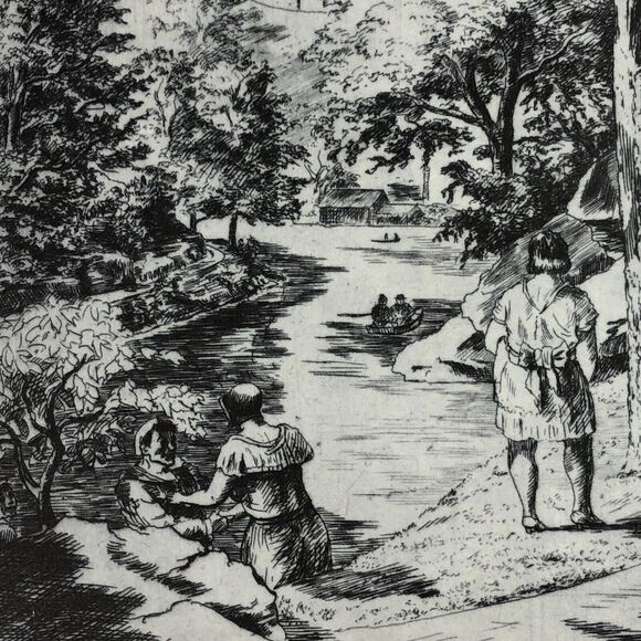 Harry Wickey "Central Park" 1930s Art Print Sketch Vintage New York City NYC - Picture 5 of 11